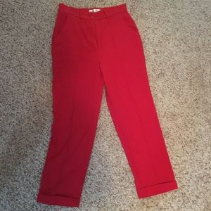 High waist red trousers